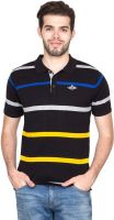 Fort Collins Striped Men's Polo Neck Black T-Shirt