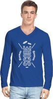 Hueman Printed Men's V-neck Blue T-Shirt