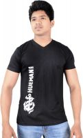 Hueman Printed Men's V-neck Black T-Shirt Hueman Printed Men's V-neck Black T-Shirt