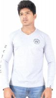 Hueman Printed Men's V-neck Grey T-Shirt
