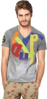 IVPL@Y Printed Men's V-neck Grey T-Shirt
