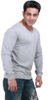 Inkovy Solid Men's V-neck Grey T-Shirt