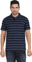 Moonwalker Striped Men's Polo Neck Dark Blue T-Shirt