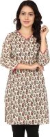 Nandhika Casual Printed Women's Kurti(Beige, Pink)