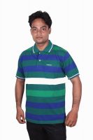 Norwood Striped Men's Polo Neck Green, Blue, White T-Shirt