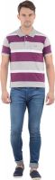 Norwood Striped Men's Polo Neck Purple, Grey, White T-Shirt Norwood Striped Men's Polo Neck Purple, Grey, White T-Shirt