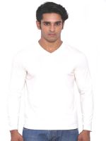 Rat Trap Solid Men's V-neck White T-Shirt