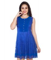 Soie Blue Nylon A Line Dress
