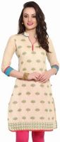 Span Casual Printed Women's Kurti(Beige)