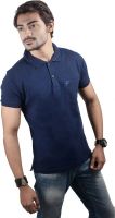 Spur Solid Men's Polo Neck Dark Blue T-Shirt