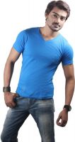 Spur Solid Men's V-neck Blue T-Shirt