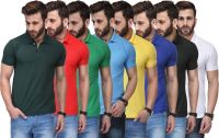 TSX Solid Men's Polo Neck Multicolor T-Shirt(Pack of 8)