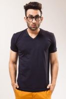 Unisopent Designs Solid Men's V-neck Blue T-Shirt