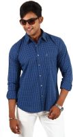 Barrier Reef Men's Checkered Casual Dark Blue, Green Shirt