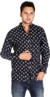Rajrang Men's Floral Print Casual Black Shirt
