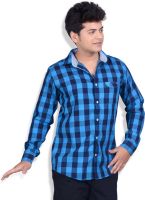 Speak Men's Checkered Casual Light Blue, Dark Blue Shirt