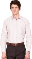 I-Voc Men's Checkered Formal White, Orange Shirt