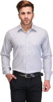 Koolpals Men's Striped Formal White Shirt