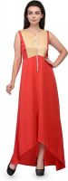 Raas Prt Women's High Low Red, Gold Dress