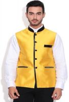 Vivyaan Sleeveless Solid Men's Plain Silk Blend Jacket
