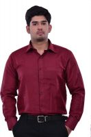 Dennison Men's Solid Formal Maroon Shirt
