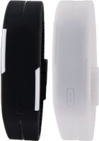 iDigi Unisex Set of 2 Black & White LED Digital Watch - For Men, Boys, Women
