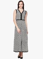 Bhama Couture Black Colored Printed Maxi Dress