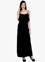 Faballey Black Colored Solids Maxi Dress