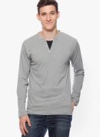 Gritstones Grey Solid Henley T-Shirts