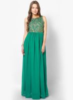 Hola Green Colored Printed Maxi Dress