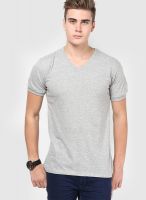 Inkovy Grey Solid V Neck T-Shirts