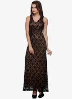Purys Golden Colored Solid Maxi Dress