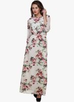 Purys Off White Colored Printed Maxi Dress
