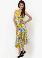 Shakumbhari Yellow Colored Printed Maxi Dress