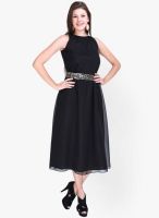 Sugar Her Black Colored Solid Maxi Dress