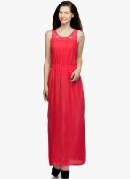 Wisstler Pink Colored Solid Skater Dress