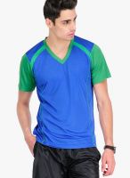 Yepme Blue Solid V Neck T-Shirts