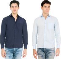 Atmosphere Men's Solid Casual Blue, Light Blue Shirt(Pack of 2)