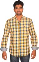 Classy Casuals Men's Checkered Casual Orange, Blue, White Shirt
