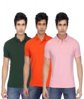 Concepts Multicolor Cotton Blend Half Sleeve Polo T-Shirt - Pack Of 3