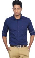 D'INDIAN CLUB Men's Solid Casual Blue Shirt