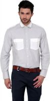 Dazzio Men's Solid Casual Grey, White Shirt