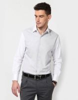 Dazzio Men's Solid Casual Grey, White Shirt