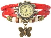 Edge Vintage Bracelet With Butterfly Charm Analog Watch - For Girls, Women