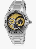 Florence F8062Y Silver/Yellow Analog Watch