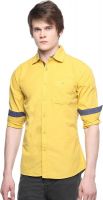 Hueman Men's Solid Casual Yellow Shirt