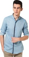 I Know Men's Solid Casual Blue Shirt
