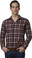 Lisova Men's Checkered Casual Brown Shirt
