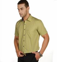 Provogue Men's Checkered Formal Green Shirt