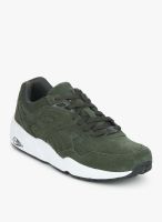 Puma R698 Allover Suede Olive Sneakers